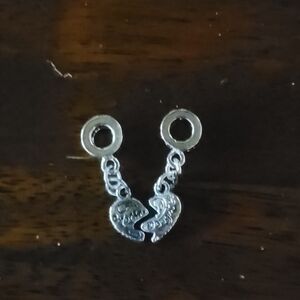 2 Silver Heart Charms with Chain MOTHER/DAUGHTER